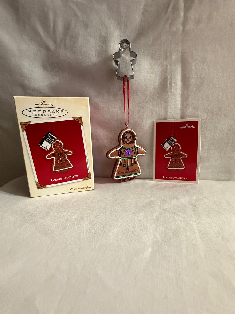 Hallmark Gingerbread Granddaughter Ornament - Brown with White Trim